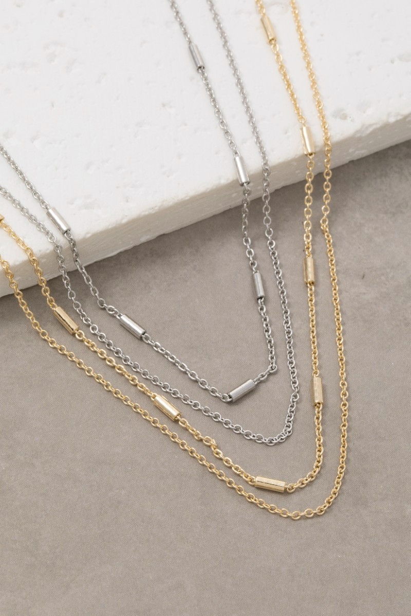 Bar Accents Double Layer Chain Necklace