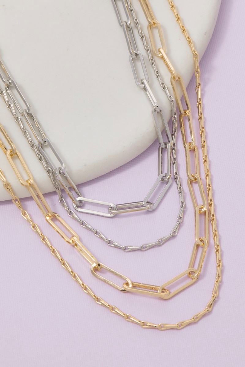 Two Row Chain Link Chain Necklace