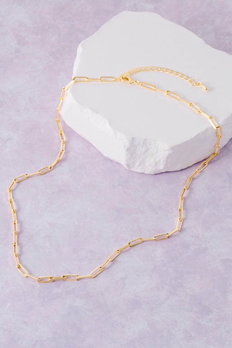 Metallic Paperclip Chain Necklace