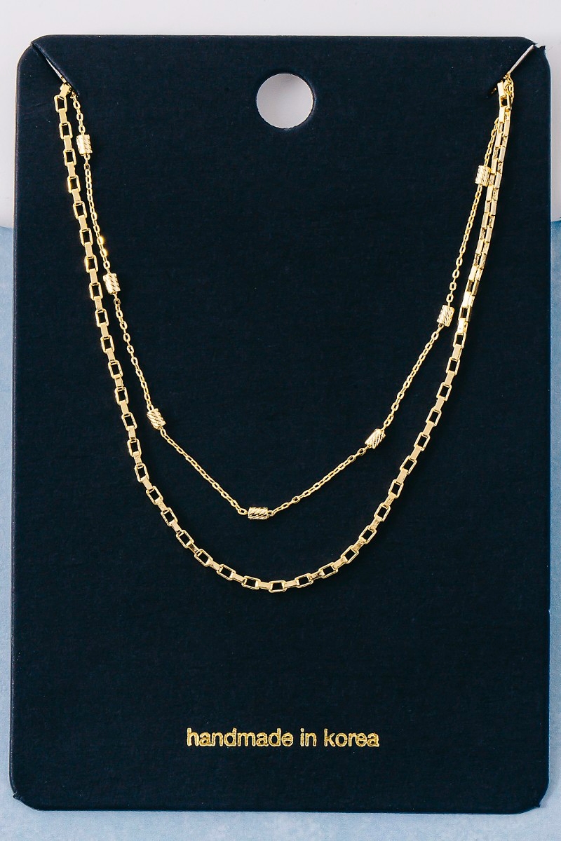 Two Row Layered Chain Necklace
