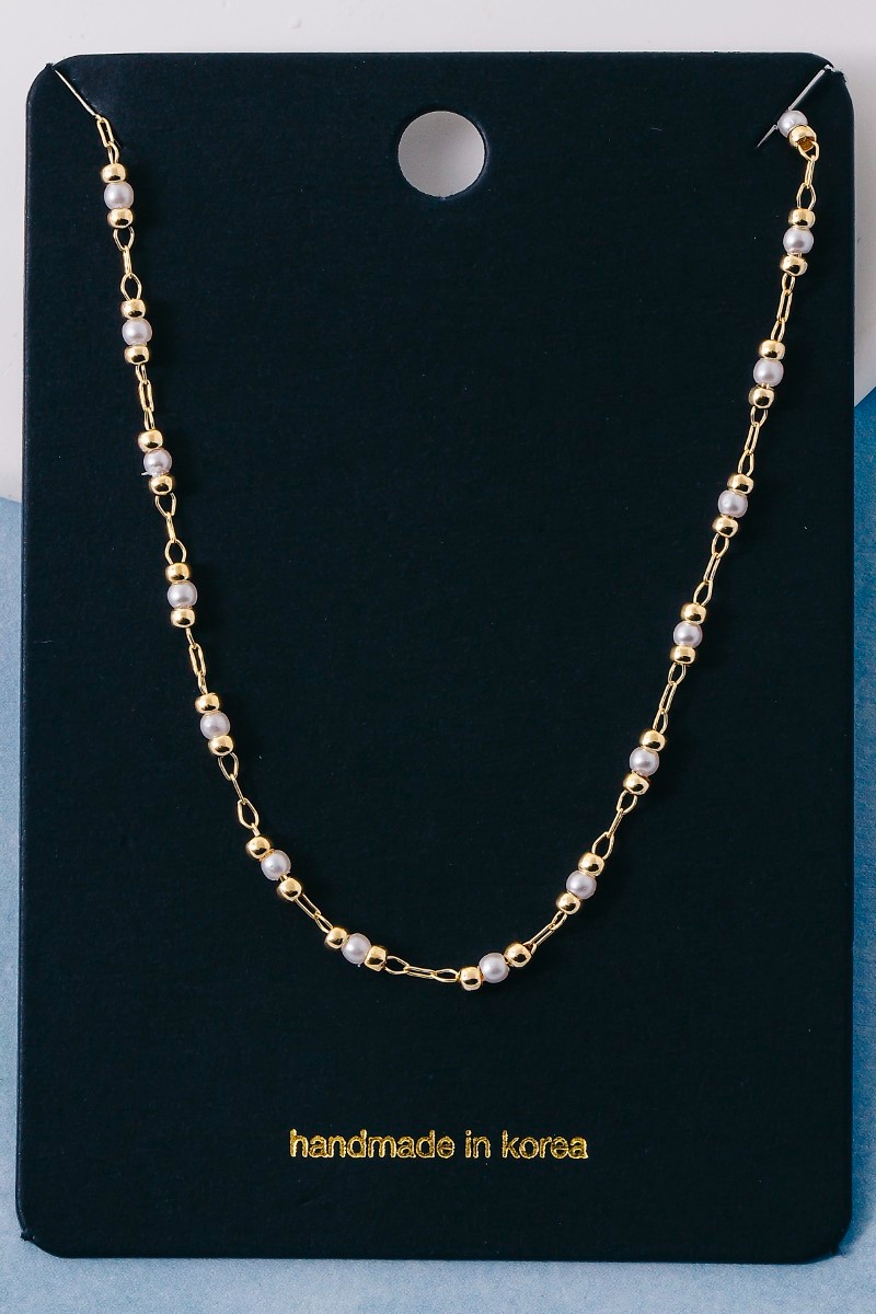 Dainty Ball Pearl Bead Chain Necklace