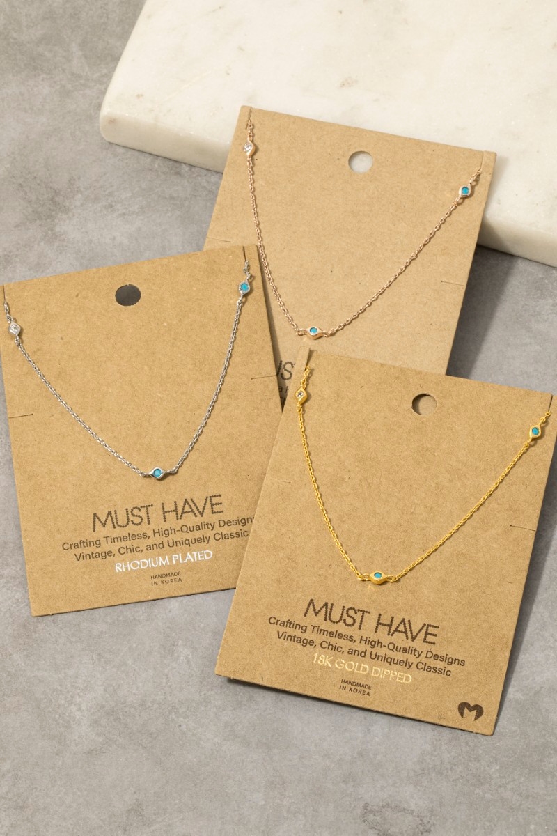 Gold Dipped Mini Cz Dainty Chain Necklace