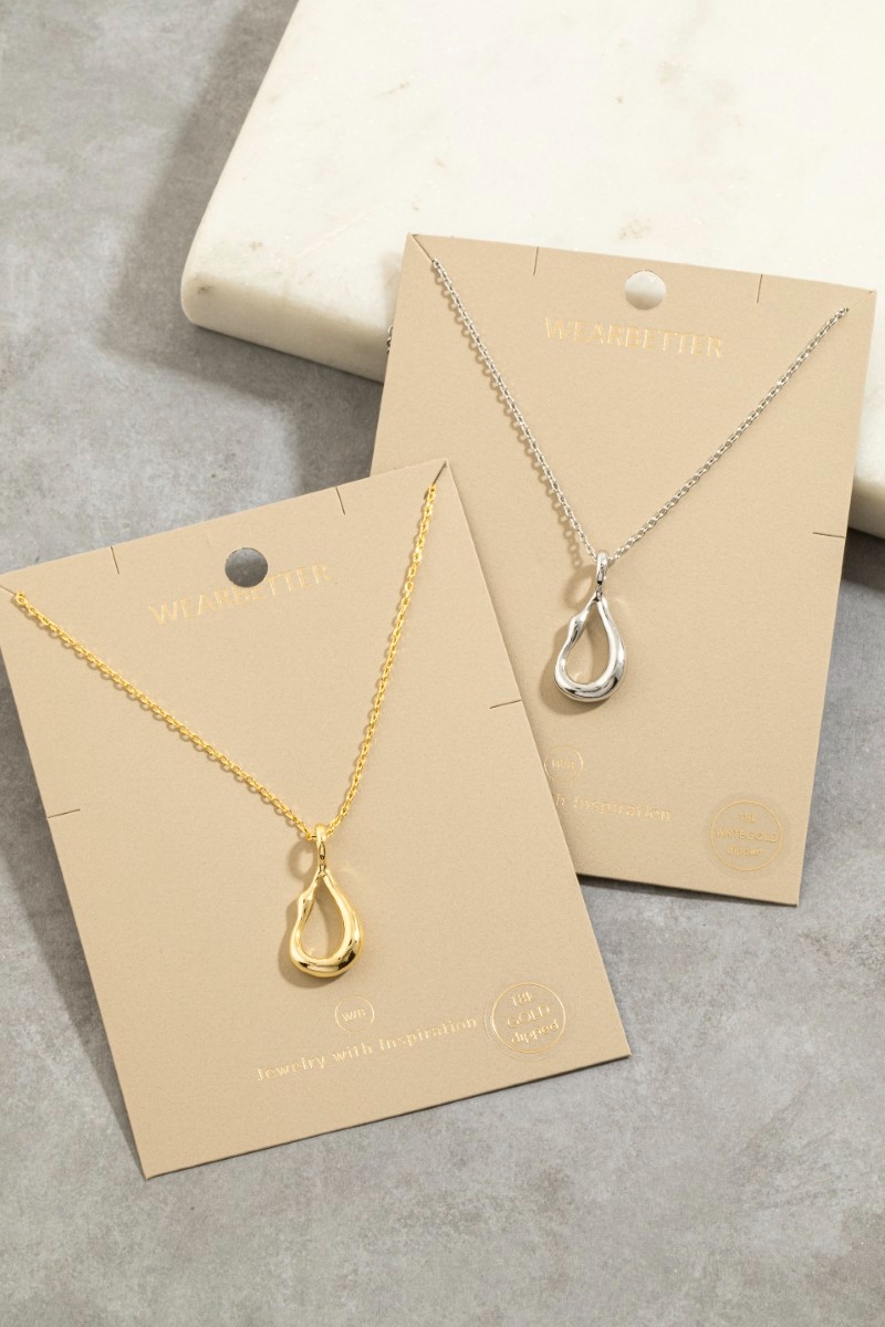 Gold Dipped Abstract Teardrop Pendant Necklace