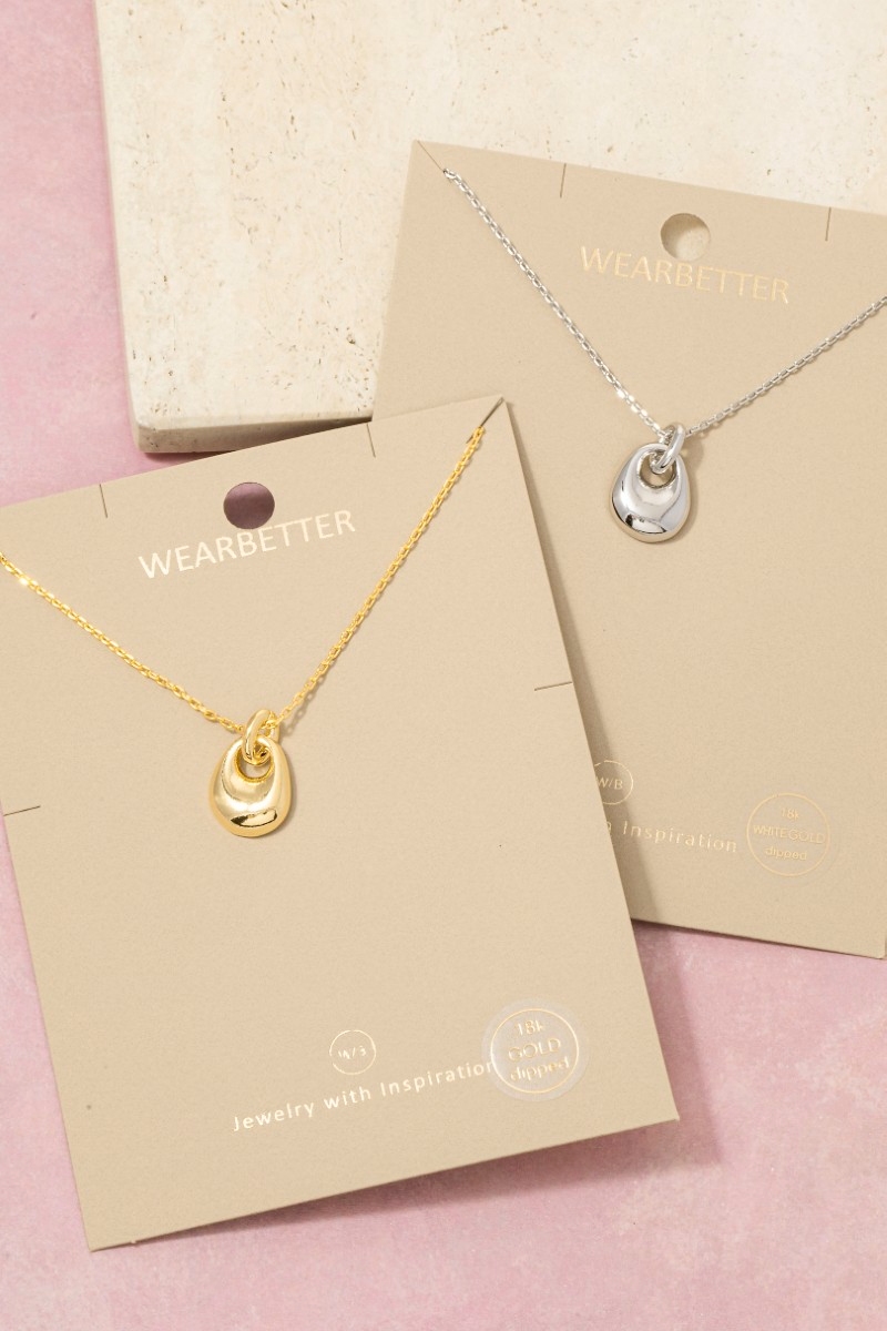 Gold Dipped Rounded Teardrop Pendant Necklace