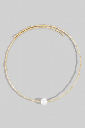 Pearl Bead Twisted Wire Choker Necklace