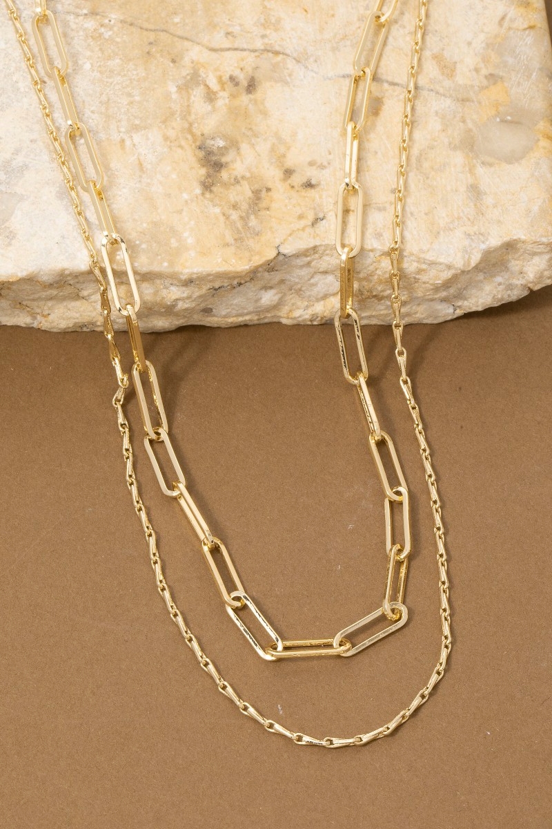 Double-Layer Paperclip & Cable Chain Necklace