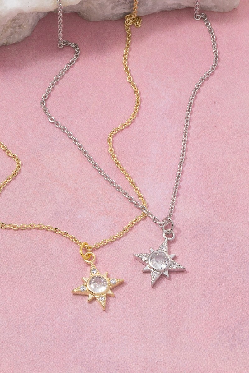 Cz North Star Pendant Necklace