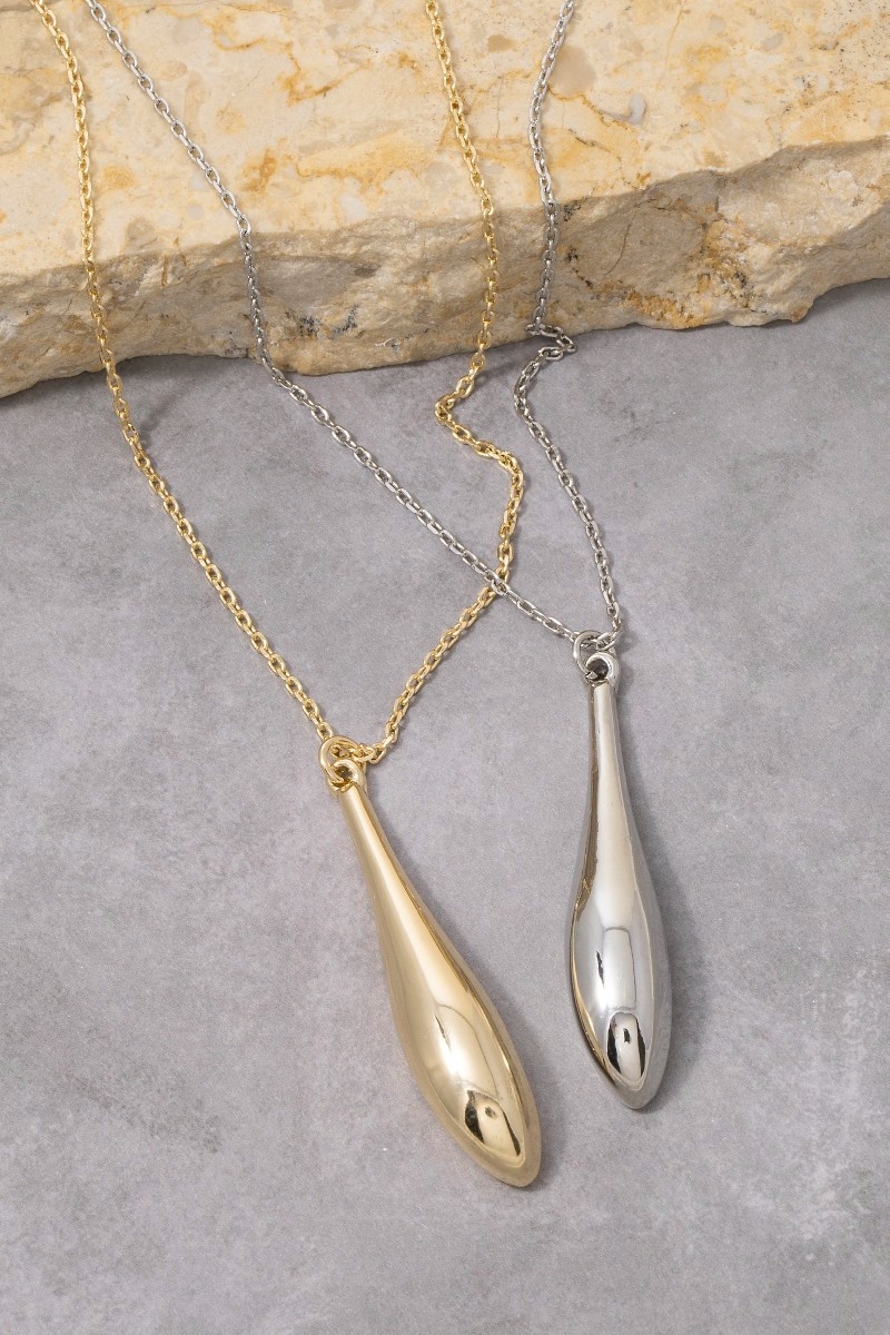 Puffy Teardrop Pendant Necklace