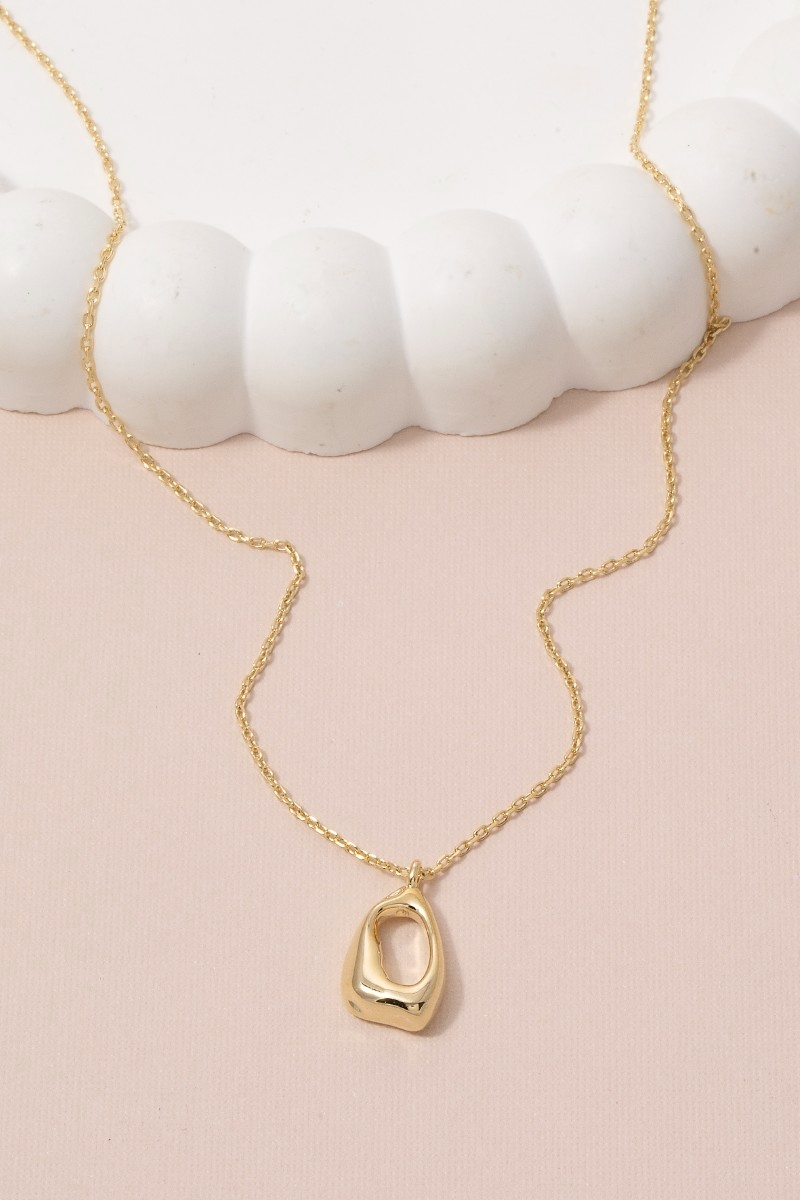 Organic Open-Form Gold Pendant Necklace
