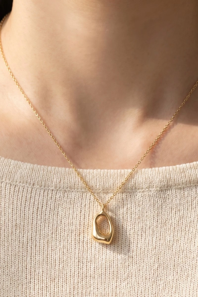 Organic Open-Form Gold Pendant Necklace