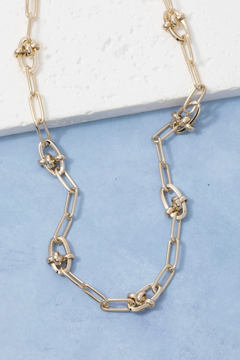 Chunky Knot Connector Paperclip Link Chain Necklace