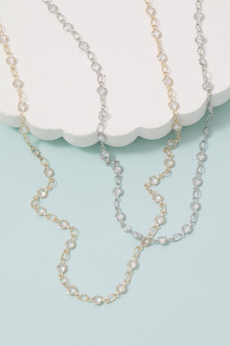 All-Round Cz Bezel Station Necklace