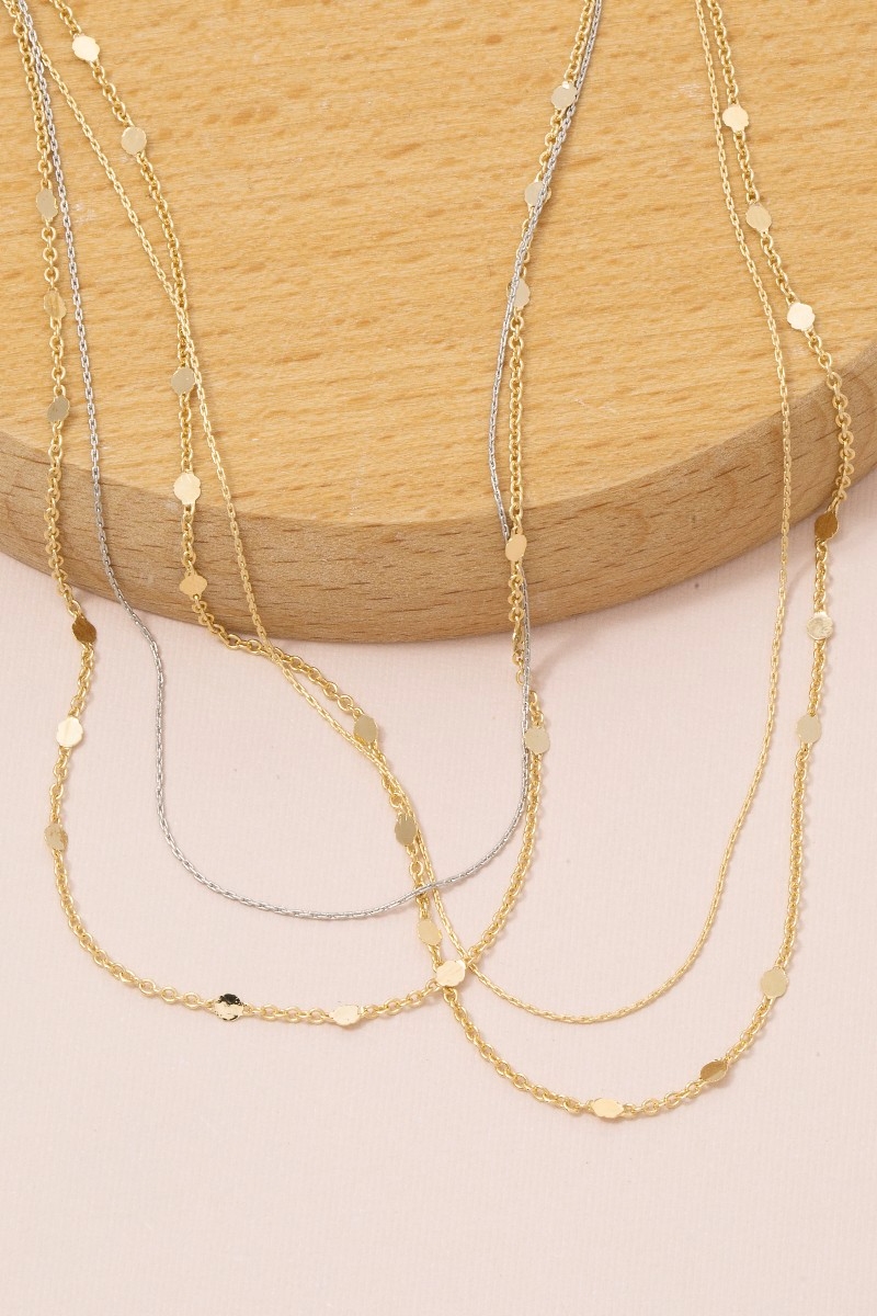 Dainty Disc Station Layered Necklace