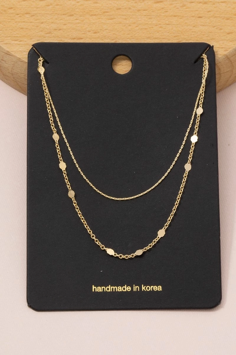 Dainty Layered Disc Station Necklace