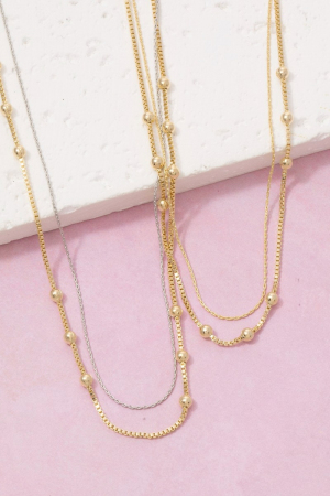 Gold Layered Ball Station Chain Necklace