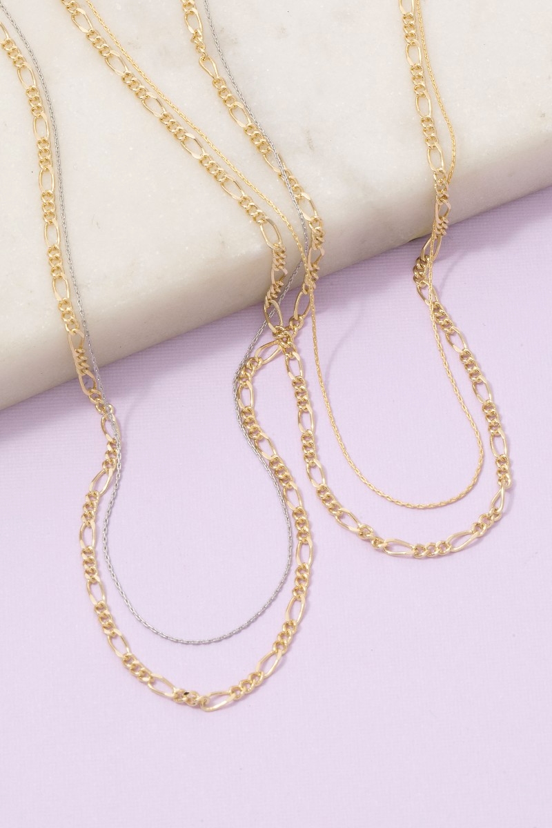 Figaro And Cable Chain Layered Necklace