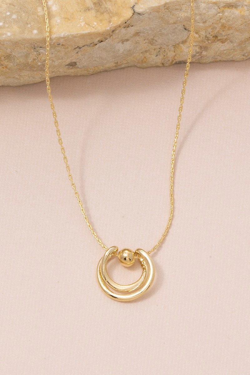 Double Ring Ball Pendant Necklace
