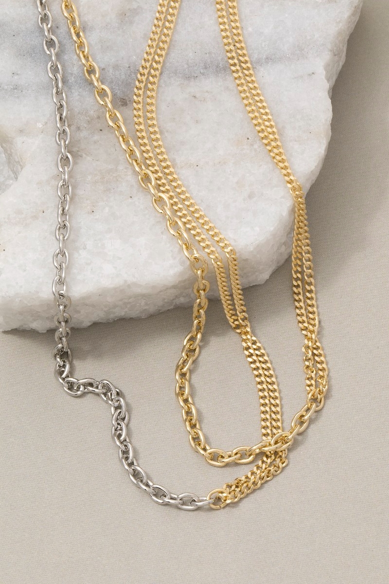 Cable And Curb Dual Chain Necklace