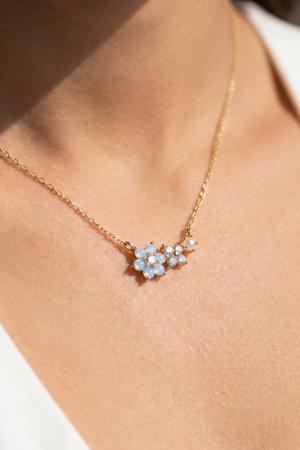 Gold Dipped Dual Cz Daisy Cluster Pendant Necklace