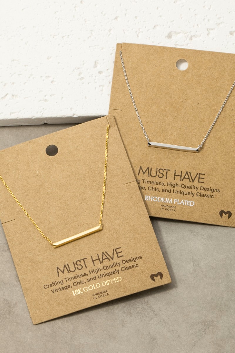 Dainty Minimal Gold Bar Pendant Necklace