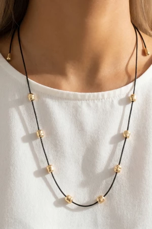 Cushion Bead Station Cord Necklace