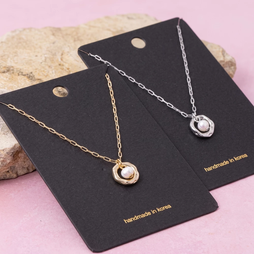 Freshwater Pearl Organic Ring Pendant Necklace