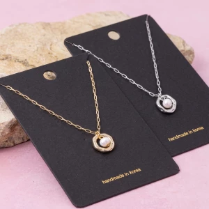 Freshwater Pearl Organic Ring Pendant Necklace