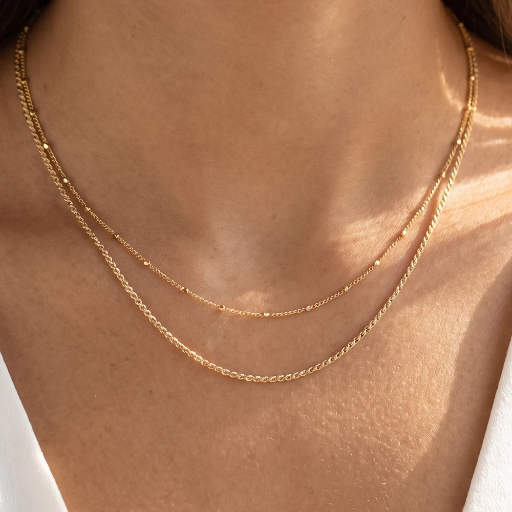 Double Strand Satellite Bead Chain Necklace