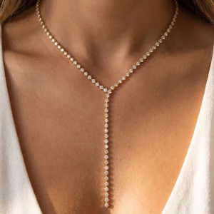 Round Cz Prong Set Y Necklace