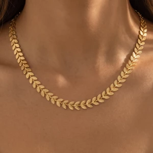Wheat Leaf Link Chain Necklace