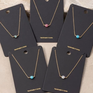 Faceted Cube Semi Precious Stone Dainty Necklace