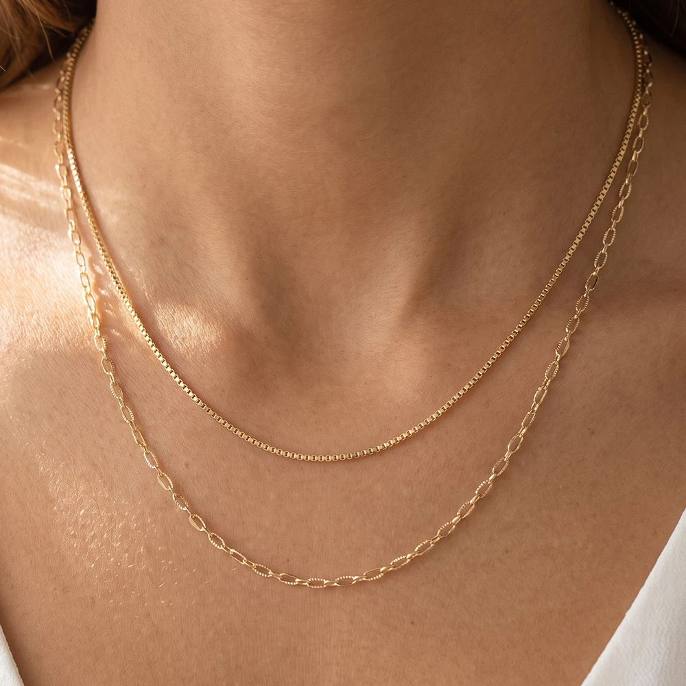 Cable And Paperclip Chain Layered Necklace