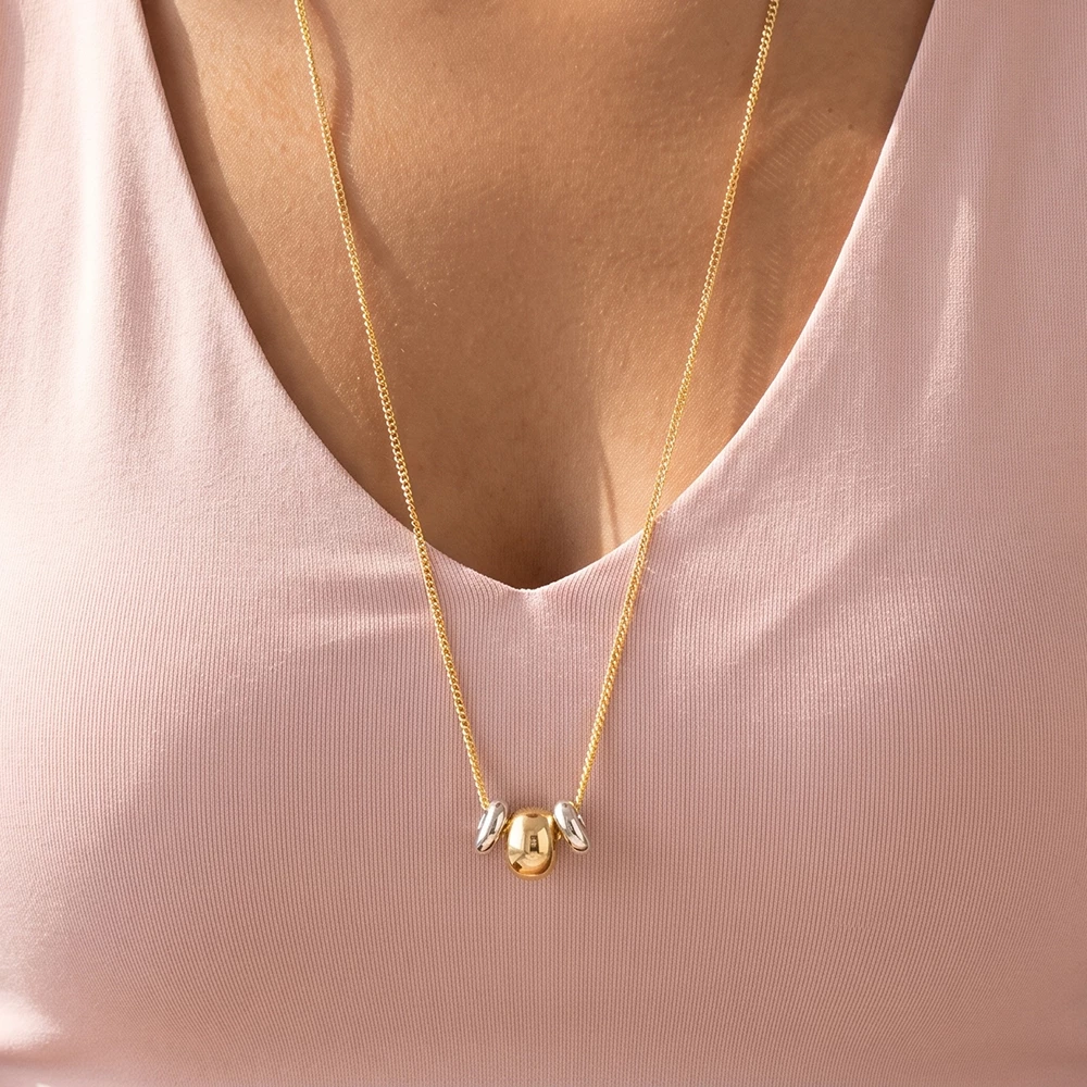 Dainty Snake Chain Necklace With Bead Sliders