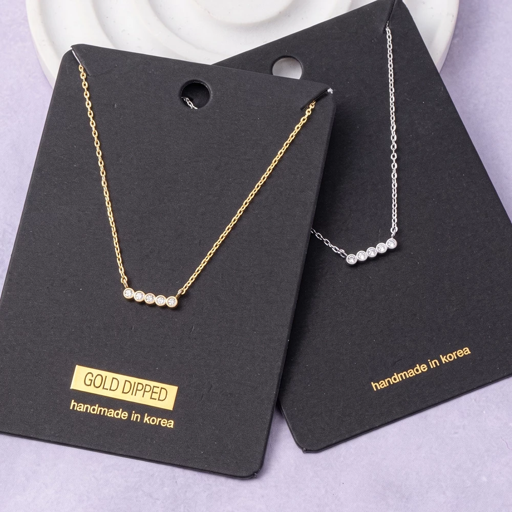 Five Bezel Set Cz Bar Necklace