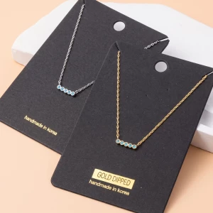 Five Bezel Set Colored Cz Bar Necklace