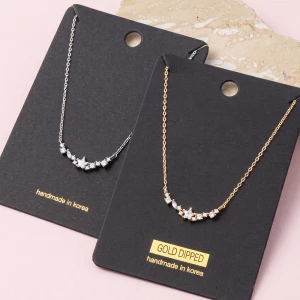 Cz Star Constellation Curved Bar Necklace