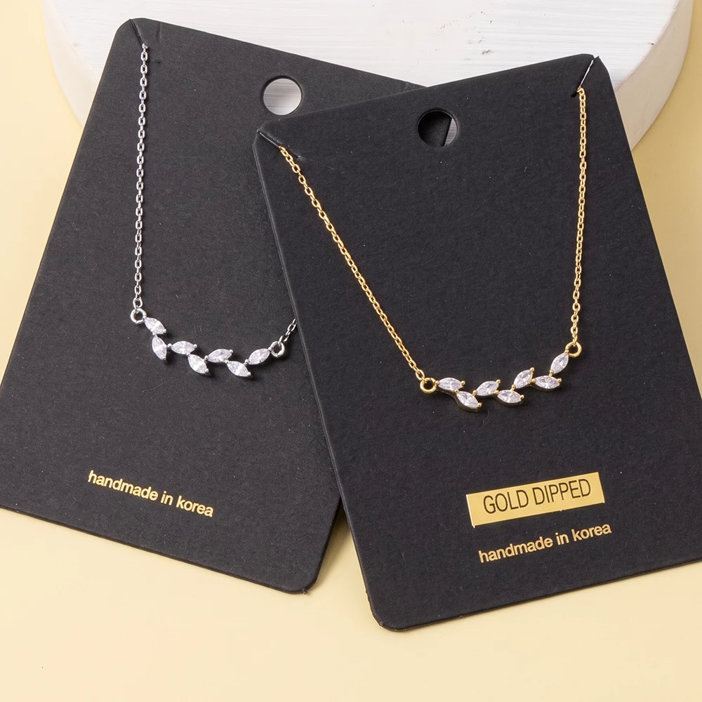 Marquise Cz Leaf Vine Bar Necklace