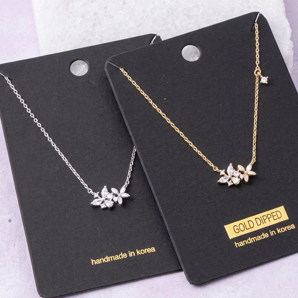 Marquise Cz Butterfly And Flower Necklace