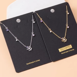 Open Flower Cz Station Necklace