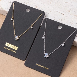 Pear Cabochon Star Cluster Station Necklace