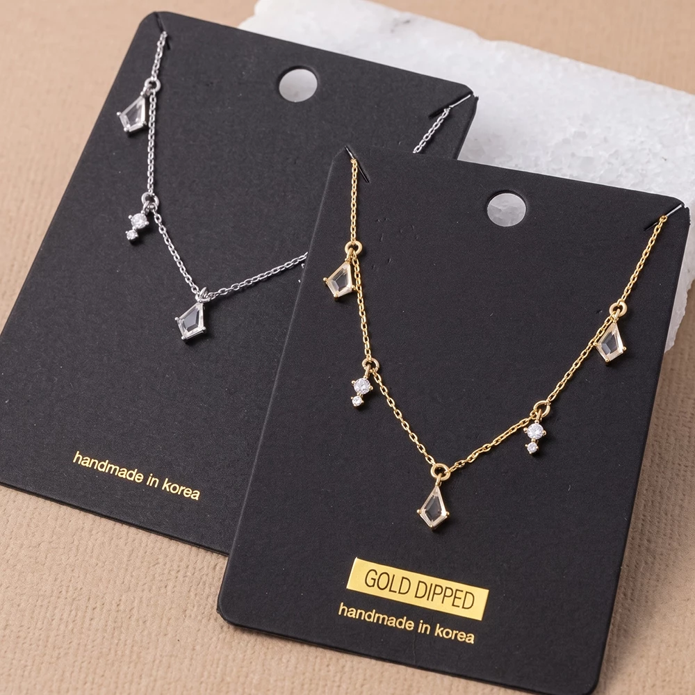 Kite Drop And Cz Charm Station Necklace