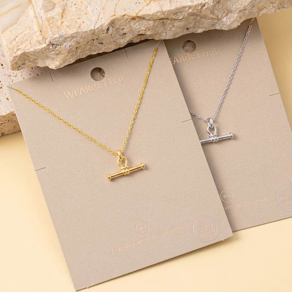 Polished T Bar Pendant Necklace