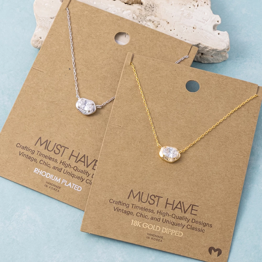 Oval Cz Solitaire Pendant Necklace