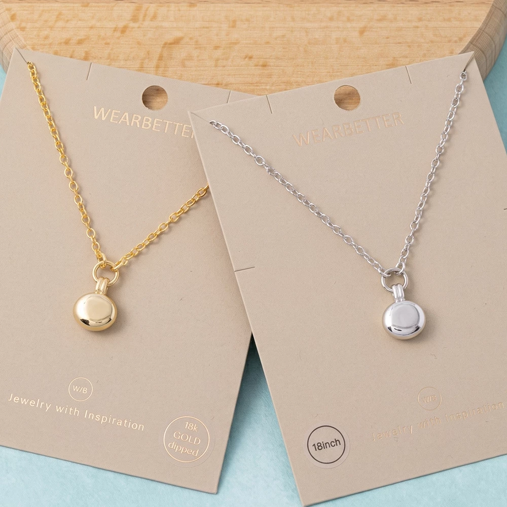 18K Gold Dipped Polished Pebble Pendant Necklace
