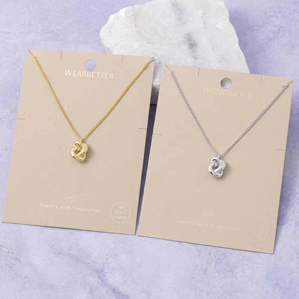18K Gold Dipped Love Knot Pendant Necklace
