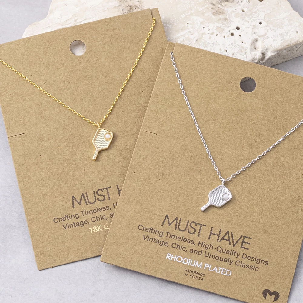 18K Gold Dipped Pickleball Paddle Pendant Necklace