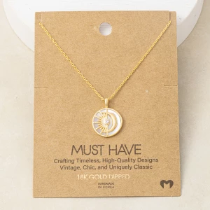18K Gold Dipped Sun Moon Shell Disc Pendant Necklace