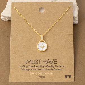 18K Gold Dipped North Star Cushion Shell Necklace