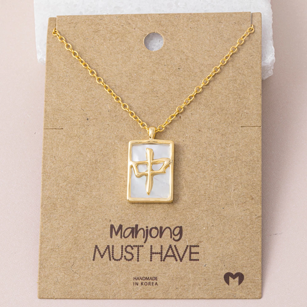 Mother Of Pearl Character Mahjong Tile Necklace