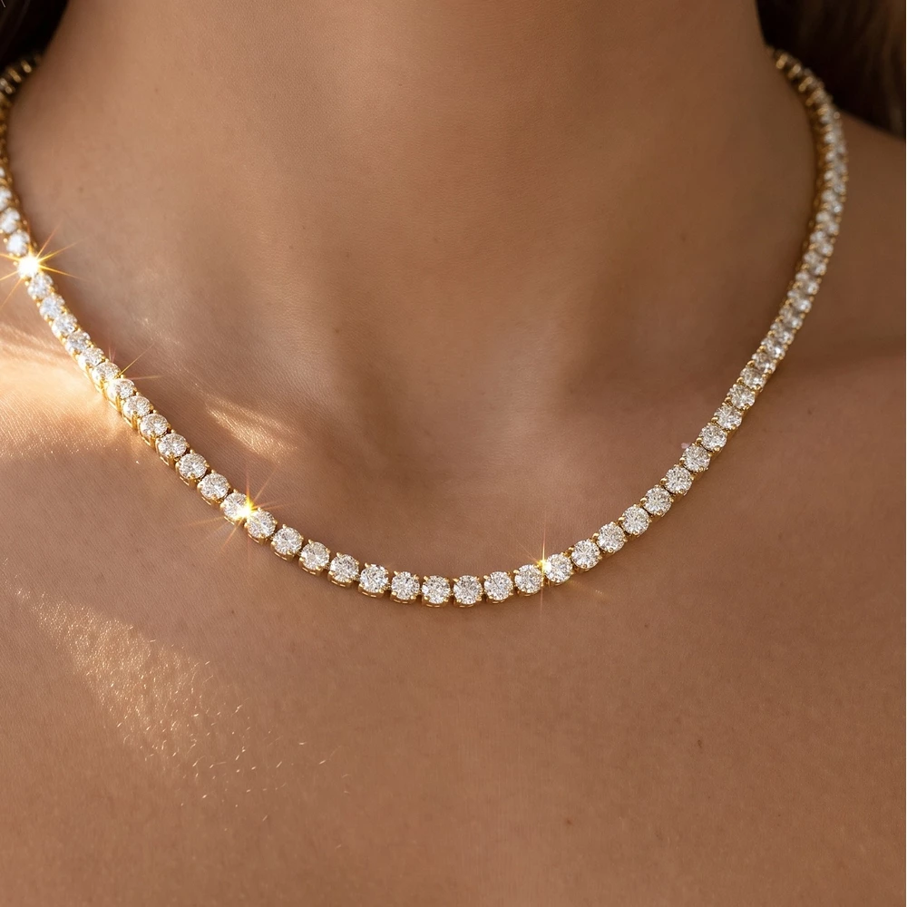 Round Cut Cz Tennis Necklace